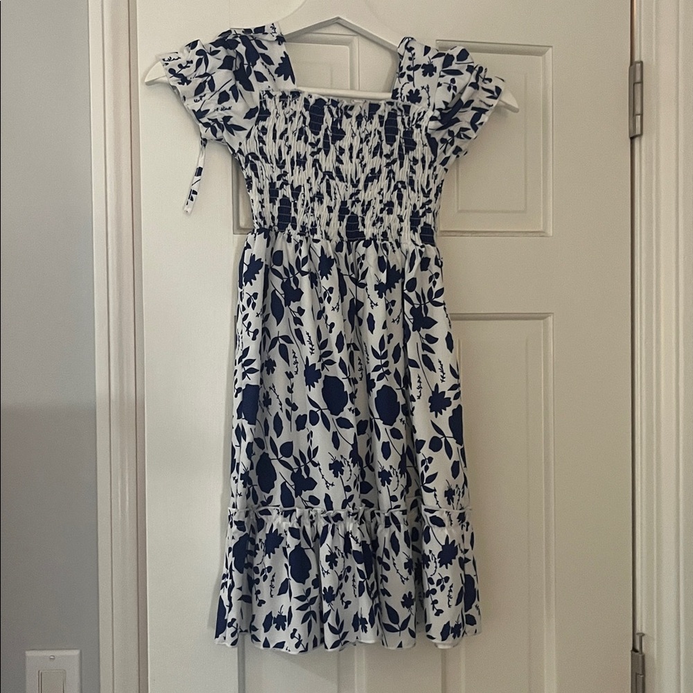 Kids Floral Blue and White Dress. Easter!